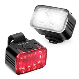 Eremido 2022 Bike Light Set USB Rechargeable Front and Back Light Set Waterproof Bicycle Light 2 Pack for Night Riding, Durable Aluminum Material, Scratch Resistant, 6 Light Mode Options