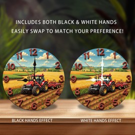 Farm Tractor Clock Wall Decor Rustic Country Home Decor 10-Inch Wooden Wall Clock, Silent Movement, Battery Operated (AA Batteries Not Included), Artistic Home Decor, Perfect for Home Accents