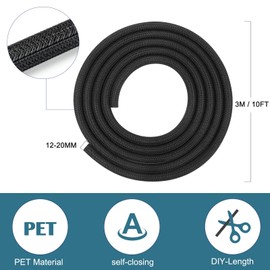 Hocerlu Flexible 13 mm - 3 m Cable Duct, Self-Closing Cable Tube Can Be Cut to Size, Perfect Cable Management for TV, Computer, Home Cinema, Automotive Cable, Bite Resistant for Cats, Dogs, Black