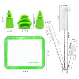 HooYinHoo Cleaning Kit with Cleaning Plugs + Bottle Brush + 5.5×4.5 Inch Mat for Water Bottle, Pipe, Straw, etc (Set of 7) (Green)