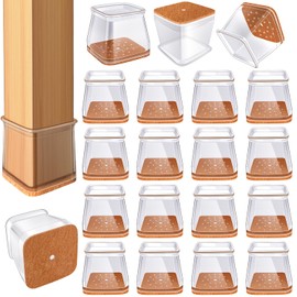 24 Pcs Chair Leg Floor Protectors for Hardwood Floors Square Silicone Covers to Protect Wood Tile Floors Felt Pads Furniture Leg Caps Anti-Scratch Reduce Noise (Fit:1-1/16" to 1-5/8")