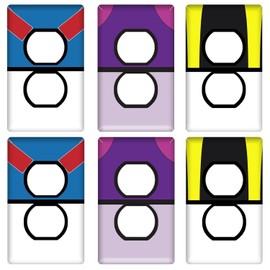 Pounchi Cute Anime Ball Light Switch Outlet Cover Stickers 6 Pcs (Standard Size 1-Gang 4.50" x 2.76") Switch Cover Decorative Wall Decals for Room Bedroom Office
