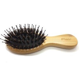 Flair Bamboo Boar Bristle Hair Brush Soft Nylon Blend Detangling (Mini)
