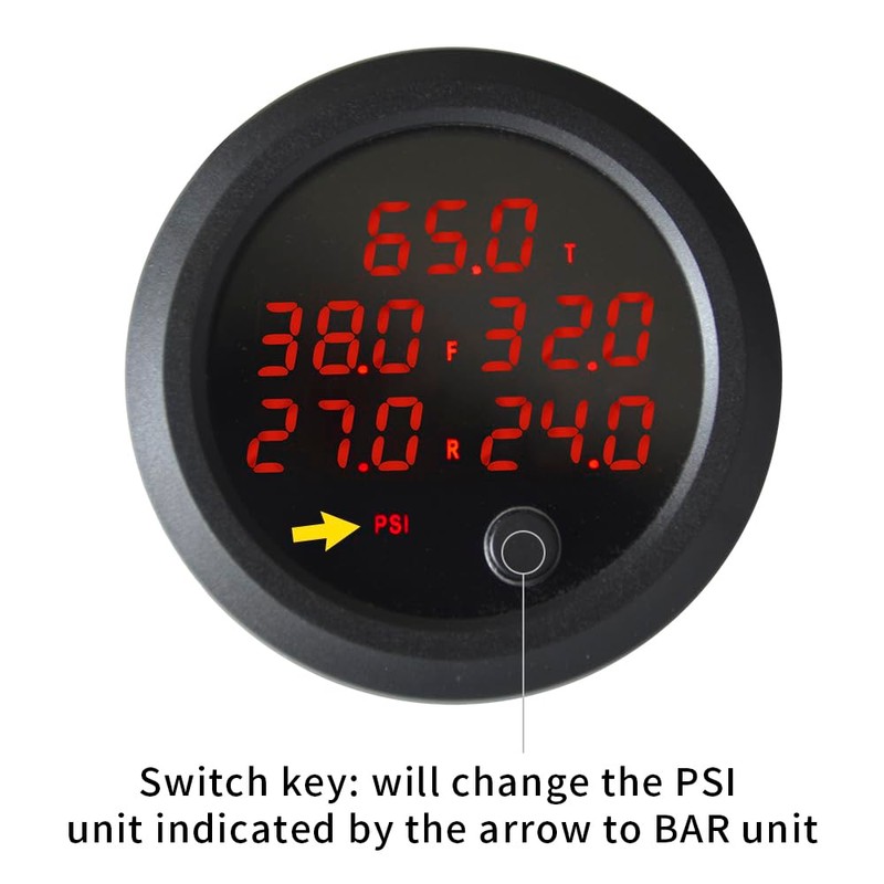 ZHSYMX New Upgrade 12V/24V Five Pressure Air Pressure Gauge 2Inch(52mm)