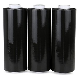 BOMEI PACK 10" Black Stretch Wrap 3Pack 1150ft Stretch Cling Durable Adhering Packing Moving Packaging Heavy Duty Shrink Film Stretch Wrap