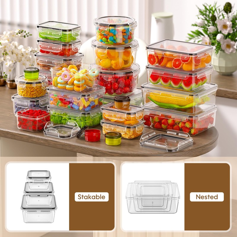 50 PCS Food Storage Containers with Lids Airtight (25 Containers