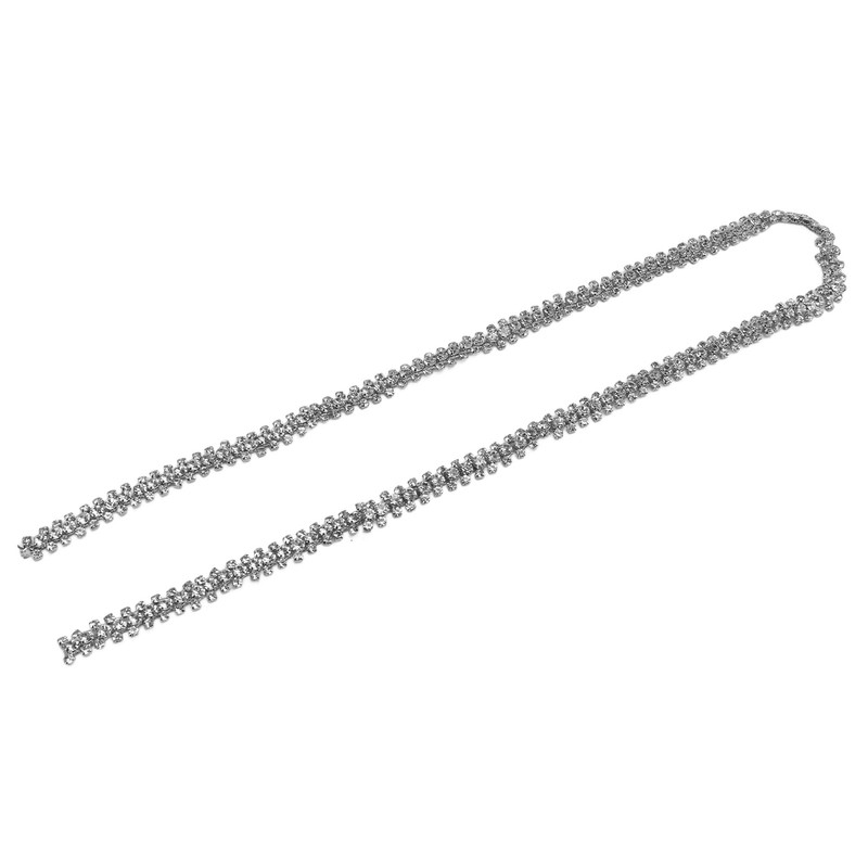 1 Yard 3 Rows Rhinestone Chain Round Glittering Rhinestone White