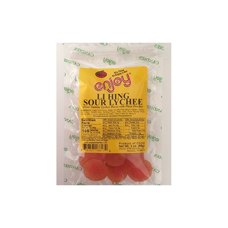 Enjoy Hawaii Li Hing Mui Sour Lychee Gummy Candy 3