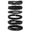 MILAKOO MILAKOO 6 Pcs Black Braided Leather Bracelets for Men
