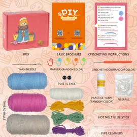 Crochet Kit for Beginners Crochet Starter Kits for Adults 4 Pcs Jumbo Octopus Familly Craft Knitting Crochet Kits with Step-by-Step Video Tutorials Great Christmas Gift Lover (2 corlor doughnut)