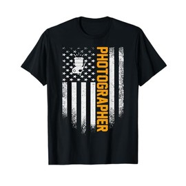 Vintage USA Photographer American Flag Photography Patriotic T-Shirt