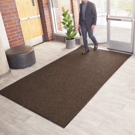 Consolidated Plastics Brush Dry Indoor/Covered Outdoor Entrance Floor Mat, 3' Width x 10' Length, Brown