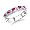 RANDES Red Ruby Ring Wedding Band 925 Sterling Silver July