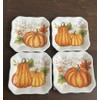 MAXCERA Set 4 Pumpkin GIVE THANKS Thanksgiving Dessert Appetizer Plates