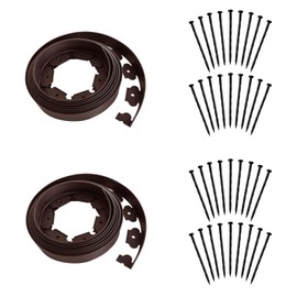 Landscape Edging 40ft Length No Digging Garden Edging Kit Include 36 Spikes, Premium Yard Edging Fence with One Spike per Feet, Brown