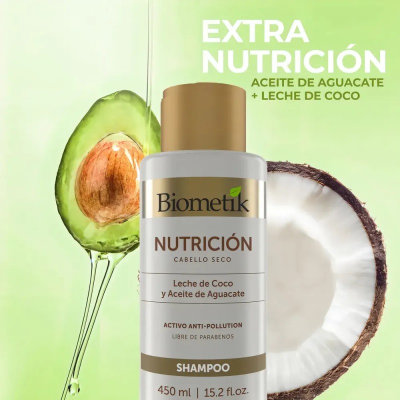 Biometik Shampoo Nutricion Leche De Coco Aceite De Aguacate