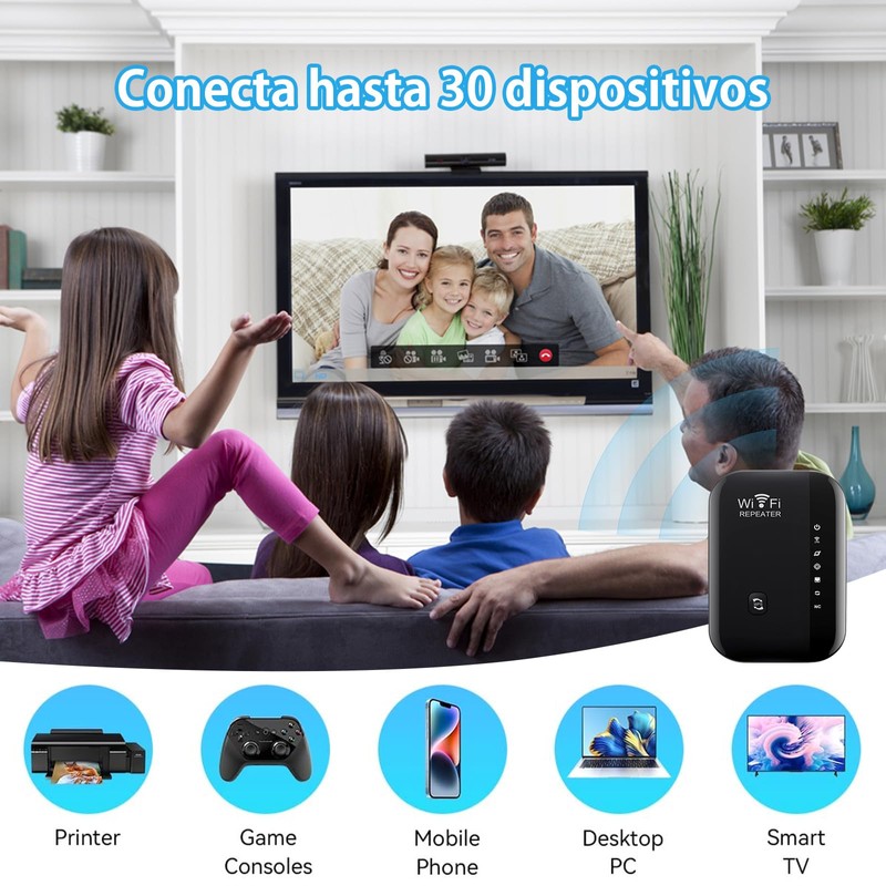 FEISEDY Extensor de señal WiFi, Cobertura de hasta 300Mbps, Compatible