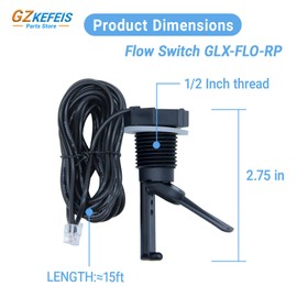 Flow Switch for Hayward,Replacement for GLX-FLO-RP,Flow Switch for Hayward Goldline Aquarite Salt System,Pool Flows Sensor for Salt Cell and Chlorine Generators,15 Foot Cable