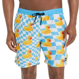 NEFF Pantalones Cortos Diarios para Hombre para natación, Pato Blanco/Azul, X-Large
