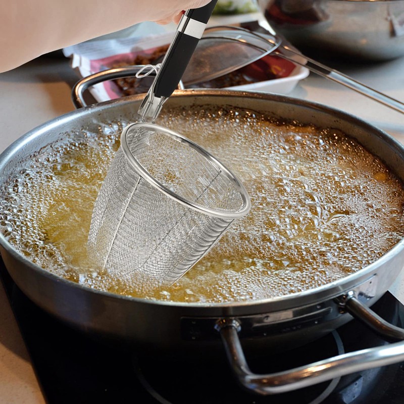 Kichvoe Mesh Spider Strainer, Width 5.5Inch Stainless Steel Pasta Basket