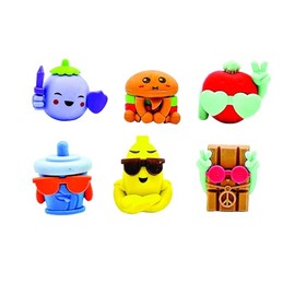 Raymond Geddes 3D Eraser Toppers (48 per Bag) - Snack Attack Cool Guys Pencil Toppers - Colorful Small Erasers for Kids