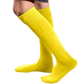 COUVER Adult Unisex Knee High Sports Athletic Baseball Softball Socks, BRIGHT YELLOW, Large