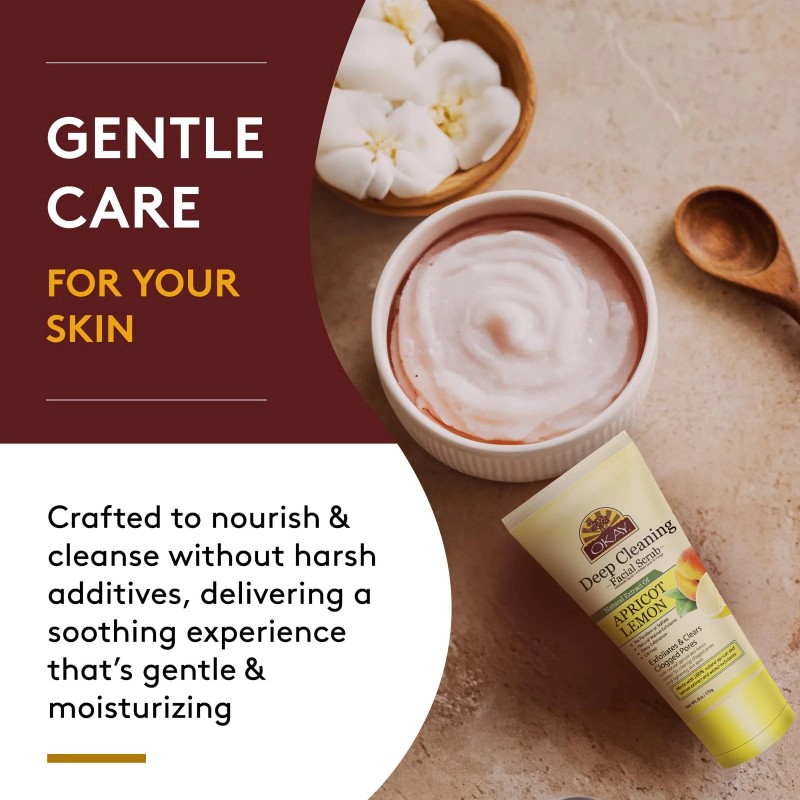 OKAY Apricot Facial Scrub Exfoliating Cleanser with Walnut Shell 6