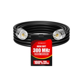 Foboiu RG58 30ft Coaxial Cable, CB Antenna Cable, PL259 UHF Male-to-Male, 50 Ohm, Compatible with Tuners, SWR Meters, Jeep Wrangler CB Installations