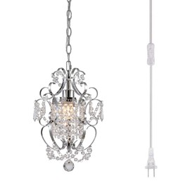 RAYMALUX Plug in Chandelier Mini Chrome Chandelier Iron Ceiling Light Fixture for Bedroom,Living Room,Dining Room