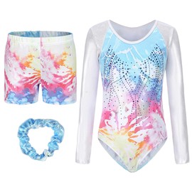 Happy Cherry Kids Girls Gymnastics Leotard Long Sleeve Practice Outfit One Piece Stretchy Workout Unitards with Cotton Crotch 9-10 Years