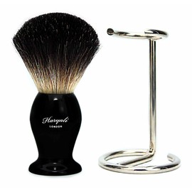 Pure black badger hair shaving brush for him with brush holder/stand