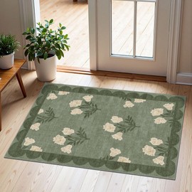 Othilic Front Door Mat Outside Entrance - 2x3 Floral Non-Slip Washable Doormat Indoor Outdoor Mat Sage Green Vintage Farmhouse Entry Rug Small Throw Rugs for Entryway Kitchen Front Porch Decor