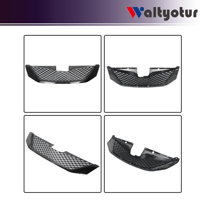 waltyotur Front Upper Grille Grill Black Honeycomb Replacement for Toyota