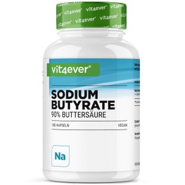 Sodium Butyrate - 180 Capsules with 600 mg - Premium: 90% Butyric Acid - Pure Sodium Butyrate without Unwanted Additives - High Dose, Vegan