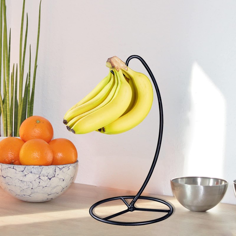 EGMEHOAD Banana Holder Stand, Banana Hanger Stand Black, Metal Bananas