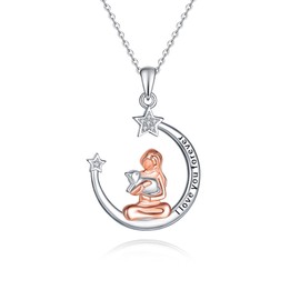 Fryneauy Cat Pendant Necklace Jewelry for Women Sterling Silver Cat Jewelry Gifts for Mom Daughter Wife