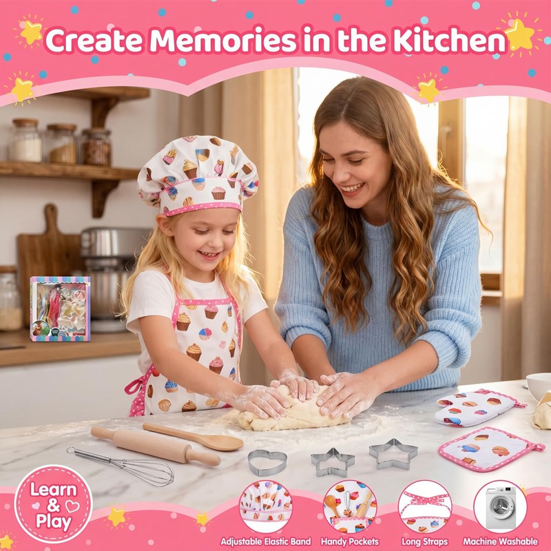 WEILAIDI 11PCS Kids Baking Set for Girls Ages 3-8, Toddler