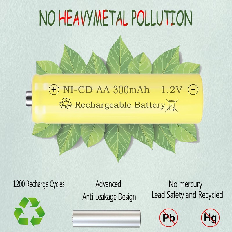 Teneyuuo 1.2 Volt AA 300mAh NI-CD Rechargeable Batteries for Outdoor
