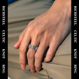 Richsteel Minimalist Stacking Ring For Men Women Stainless Steel Celtic Knot Irish Silver Rings Jewellery