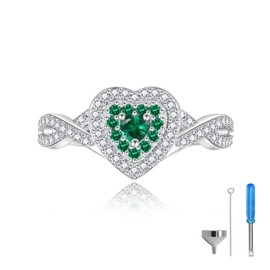 Teardrop Cremation Ring for Ashes - 925 Sterling Silver Urn Keepake Rings Memorial Jewelry for Women, Silver, Cubic Zirconia