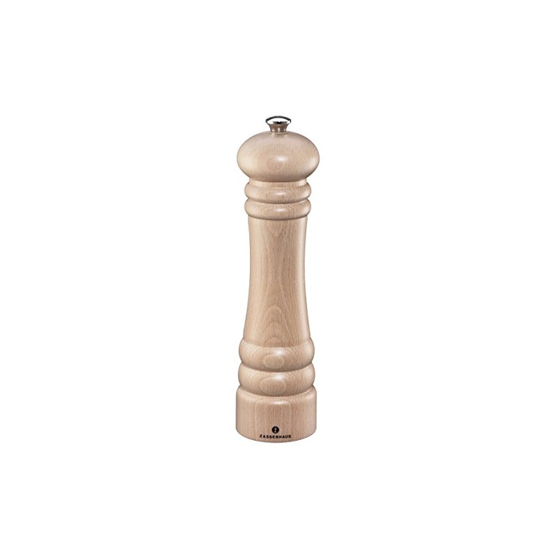 Zassenhaus Berlin Wood Salt Mill, Refillable Manual Salt Grinder, 9.4