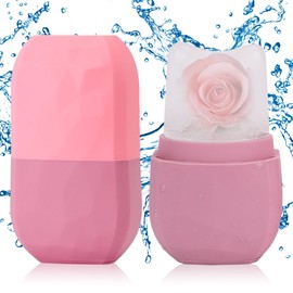 2 Pack Ice Roller for Face and Eye, Ice Face Roller Facial Beauty Ice Roller Skin Care Tools, Ice Facial Roller Gua Sha Face Massage, Silicone Ice Mould for Face Beauty Remove Fine Lines (Pink)