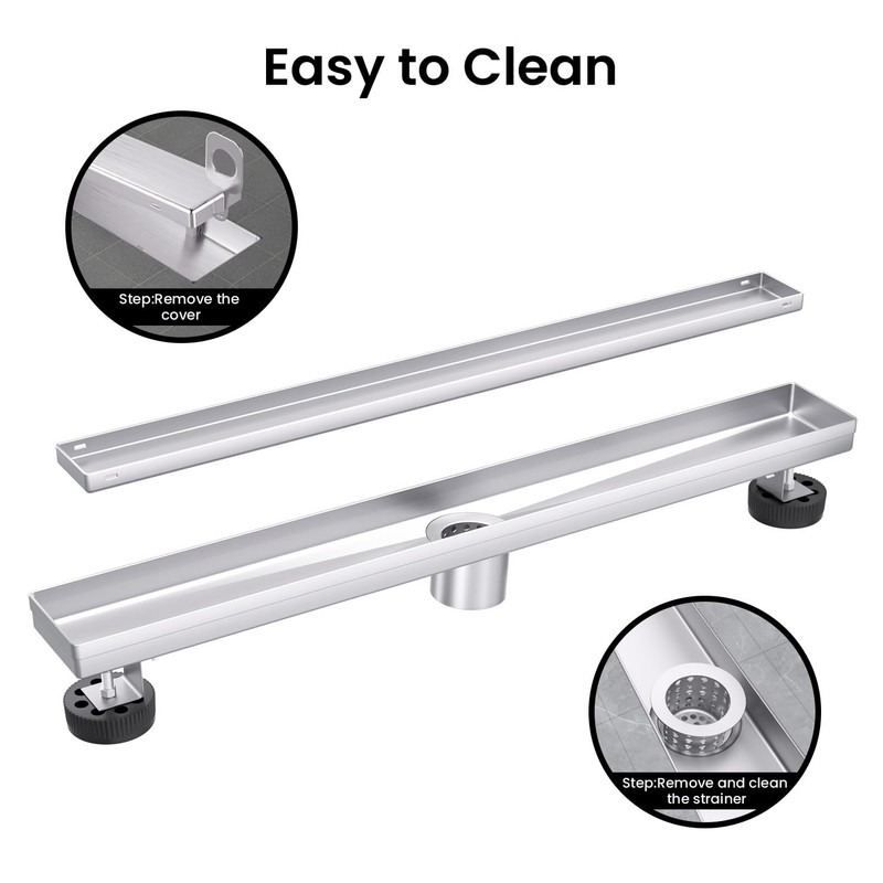 EXF Linear Shower Drain 36 Inch Tile Insert, Brushed Stainless