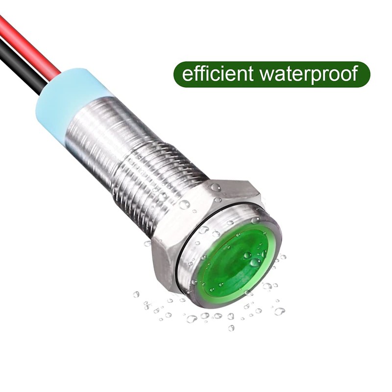 Kiligen 5pcs 8mm AC/DC 12-24V LED Waterproof Indicator Light Pilot