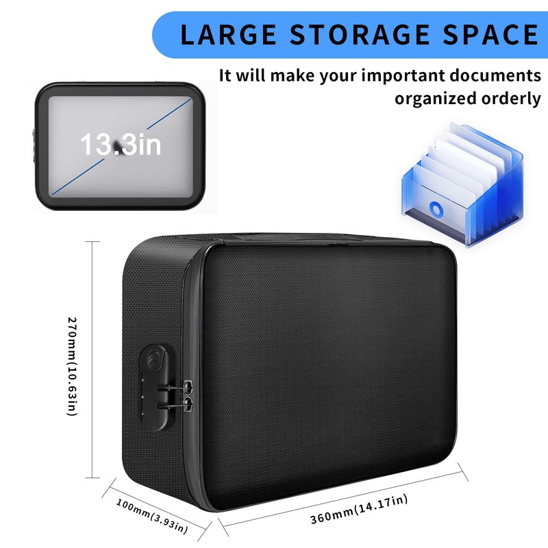 BOZHOUGG ® Fireproof Document Box with Lock - Waterproof Home