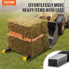 VEVOR Pallet Forks, 4000 lbs Clamp on Pallet Forks, 60" Total Length Heavy Duty Pallet Forks with Adjustable Stabilizer Bar, Tractor Bucket Forks for Loader Bucket Skid Steer Tractor