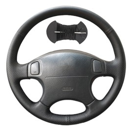 Car Steering Wheel Cover Microfiber Leather Stitch Wheel Wrap Fit for Honda CRV CR-V 1997-2001 Accord 6 1998-2002 Odyssey 1998-2001 Prelude,Black
