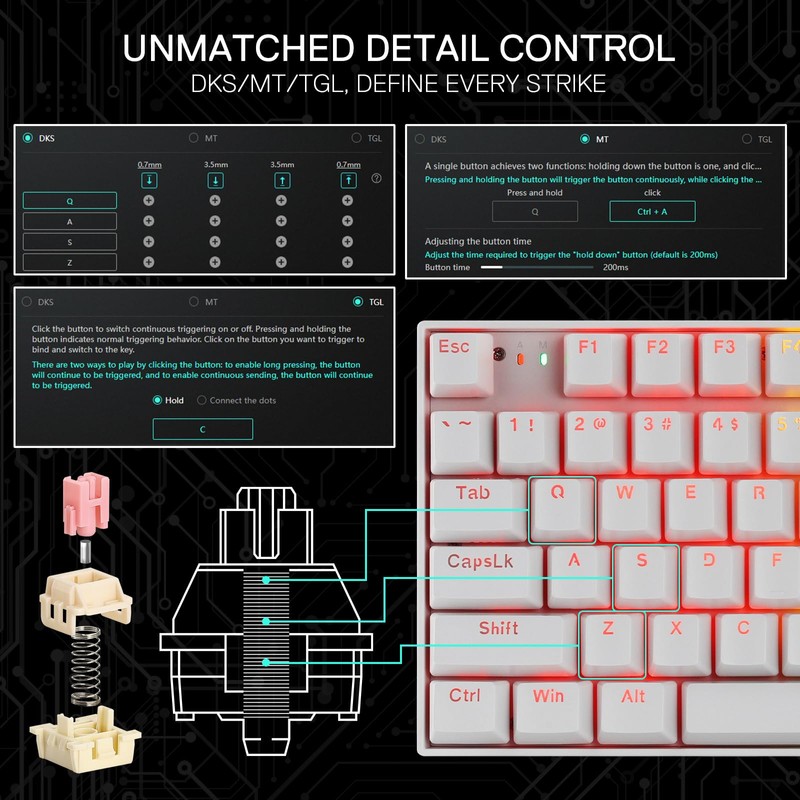 Redragon K736 PRO Rapid Trigger Wireless Gaming Keyboard, 90% 94