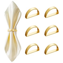 Napkin Rings Set of 6, Gold Napkin Rings Semicircle Metal Napkin Holder | Elegant Napkin Ring Gold | Napkin Buckle for Table Decoration, Valentine Day, Thanksgiving, Christmas, Anniversary Dinners