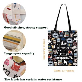 Gilmore TV Show Merchandise Tote Bag Luke’s Coffee Gift Rory Lorelai Lovers Gift It’s Gilmore Girl Season Shoulder Bag Gift (CA-GilmoreSeasonToteBlk)